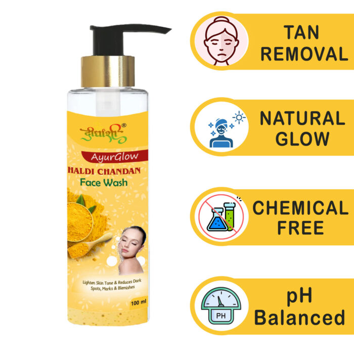 Dirghaanshi Ayurglow Haldi Chandan Facewash | Natural Glow & Acne Control | Gentle Daily Cleanser (100ml) - Image 2