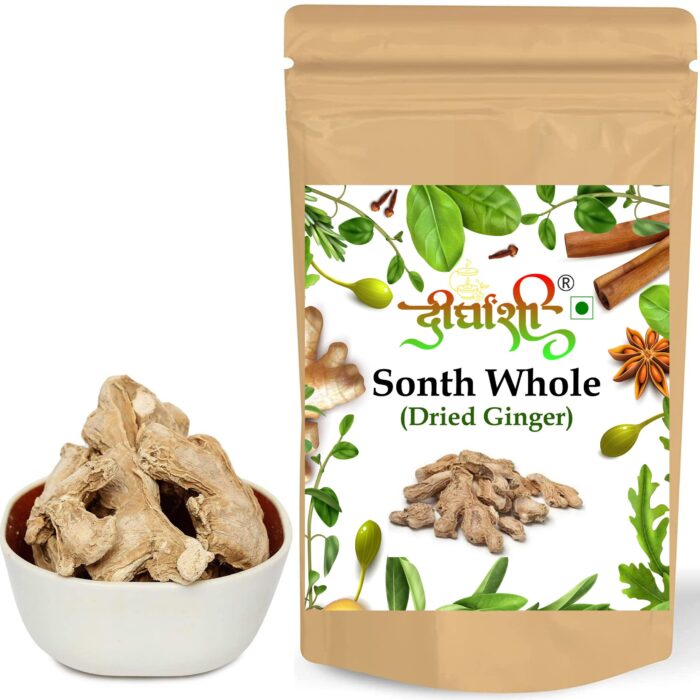 1-30-scaled-1.jpg Dirghaanshi Natural And Original Dried Ginger Root Cut And Sabut Sonth / Saunth / Dry Ginger / Dry Adrak / Zingiber Officinale (Pack Of 500gm) - Image 1