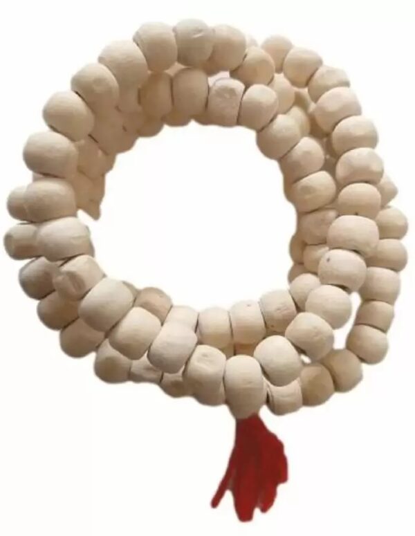 Pure Dirghaanshi 108+1 Beads White Chandan/Sandalwood Rosary String Mala for Wearing, Jaap/Chanting or Pooja Dori Chain (Pack of 1 Pec) ? Natural Herbal & Spiritual Product ? Natural Herbal & Spiritual Product